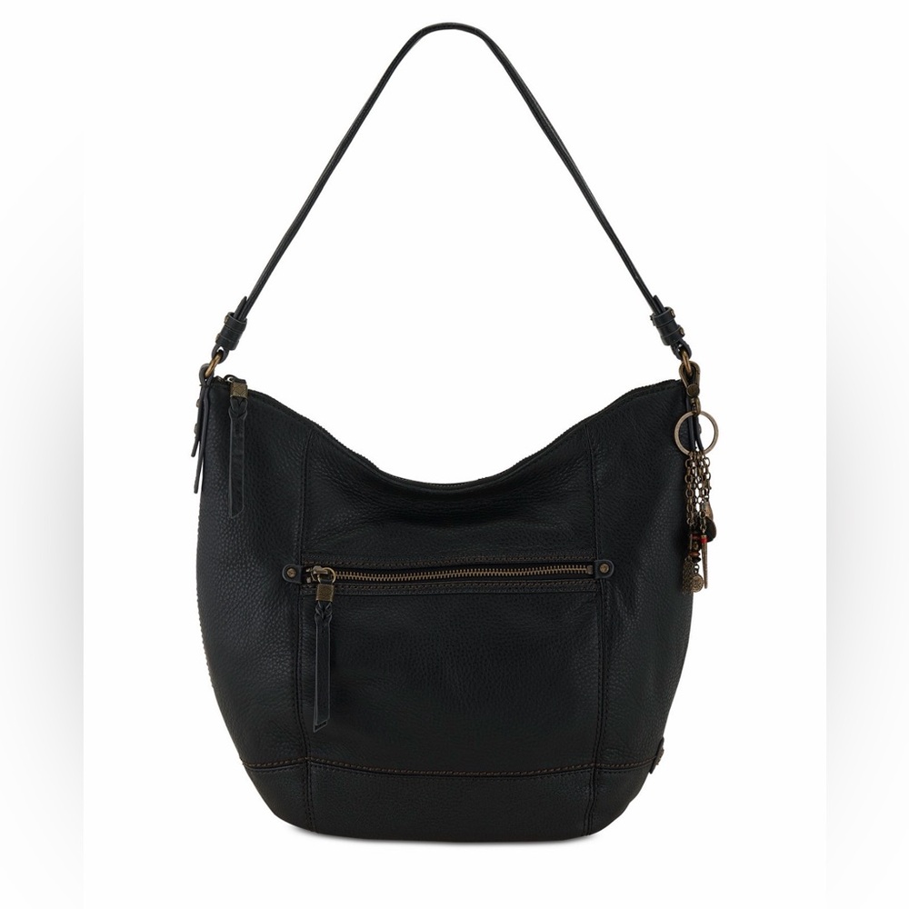 The SAK Kendra Black Pebbled Soft Leather Shoulder Bag Satchel Tote